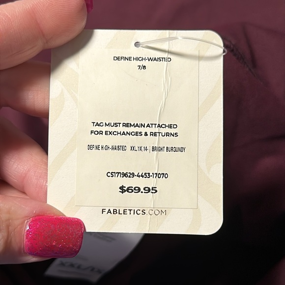 Fabletics Define High-Waisted 7/8 Bright Burgundy Leggings, NWT’s, Size XXL/1X - Picture 2 of 9
